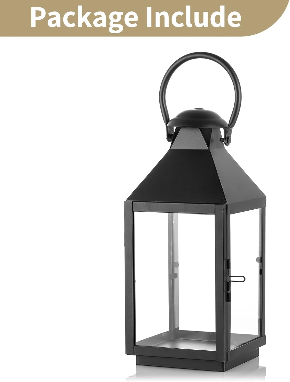 NUPTIO Black Decorative Candle Lantern: Metal Pillar Candle Holders | 10.2" Tall Hanging Lanterns for Table Centerpiece