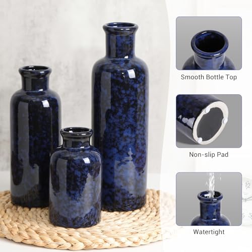 Small Ceramic Vase / Blue / Set of 3