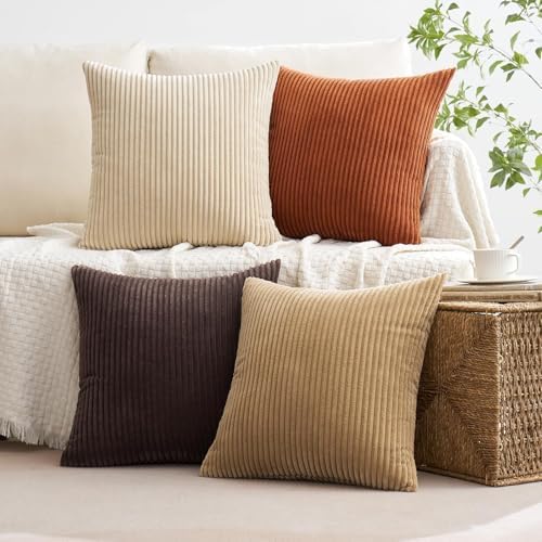 MIULEE Fall Decorative Throw Pillow Covers Chocolate Brown Rust 20x20