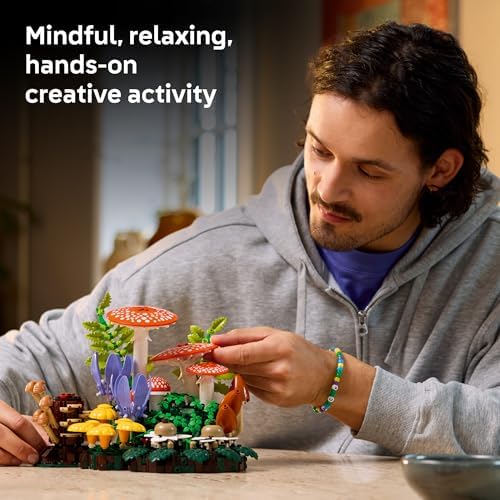 LEGO Botanicals Woodland Mushrooms - Building Set for Adults, Ages 18+ - Mushroom Decor for Home Office or Desk - Gifts