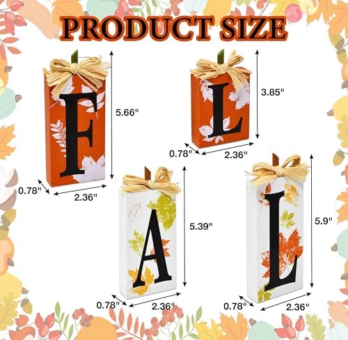 Thanksgiving Fall Table Block Set of 4 Autumn Wooden Signs Blocks