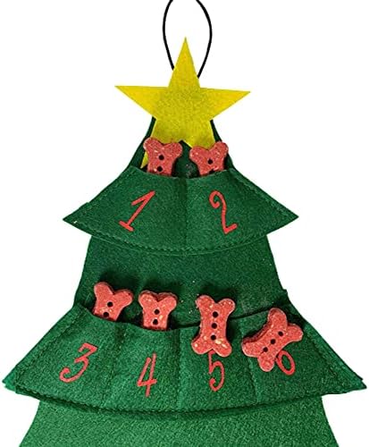 Midlee Christmas Tree Advent Calendar for Dogs (25" x 19")- Fabric Reusable Pet Countdown Calendar