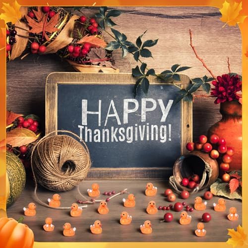 50 Pcs Thanksgiving Resin Ducks Dressed As Turkeys