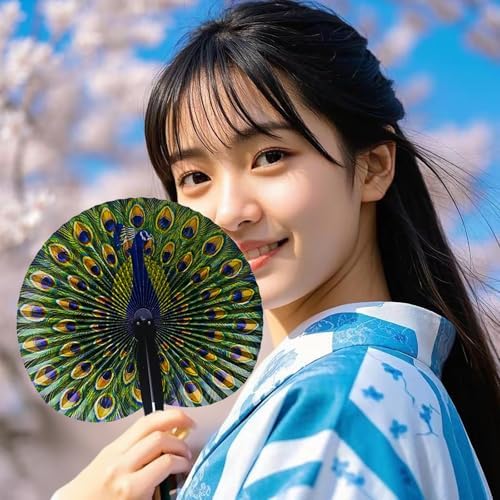 10 Pcs Peacock Paper Fans