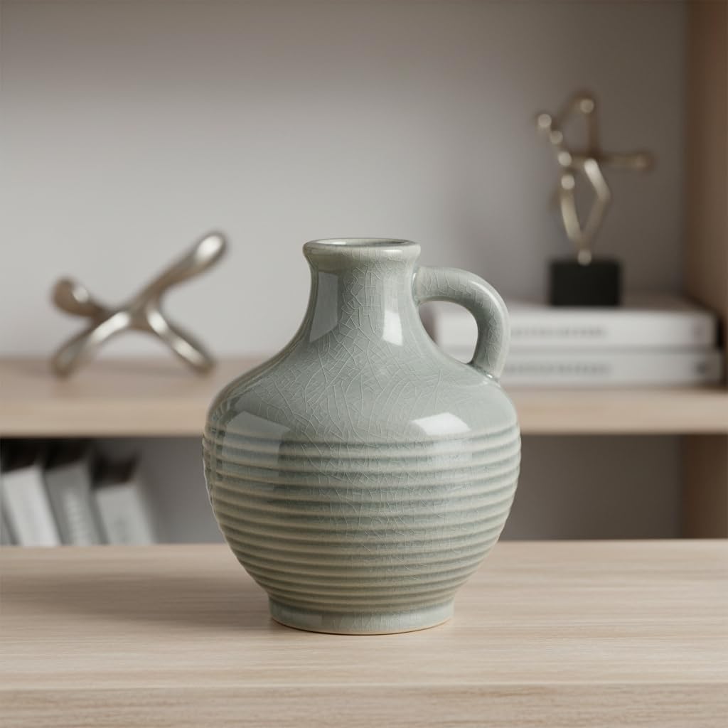 Small Modern Boho Vase / 6 Inch / Gray - 6
