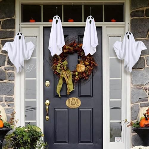 Lifnatty Halloween Hanging Ghost Decorations with Remote Control, 8 Lighting Modes & Timer, Light Up LED Ghosts, Battery Operated Halloween Decor for Outdoor Indoor Yard, Porch, Tree, Ceiling