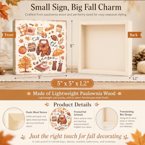 Fall Decorations for Home Kiss the Season Wood Sign Fall Wall Art