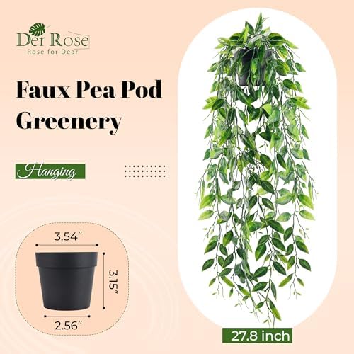 Der Rose Small Fake Hanging Plant Artificial Pea Pod for Wall Decor Indoor