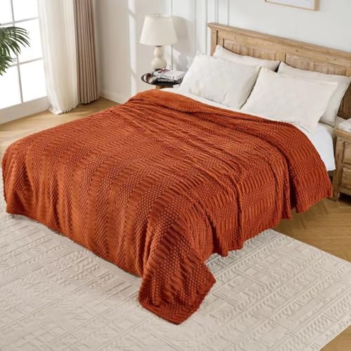 90x104 Inch Rust King Bed Blanket - Soft & Fluffy Fleece, Cute & Aesthetic, Perfect for Sofa, Couch, Bed, Living Room &