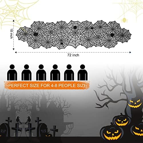 Halloween Table Runner,Black Lace Spider Web Table Runners,18 x 72 Inch