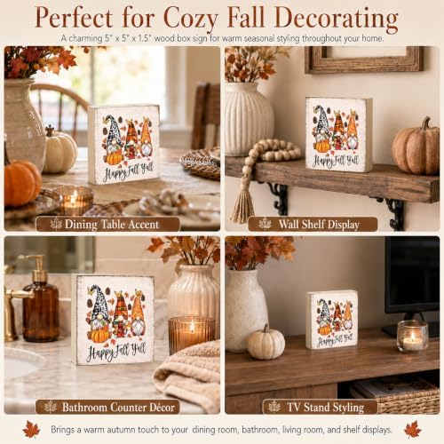 Fall Decorations for Home Gnome Pumpkin Wood Sign Fall Decor