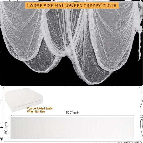 197x78.7in Halloween Creepy Cloth for Yard and Outdoor Decorations,White