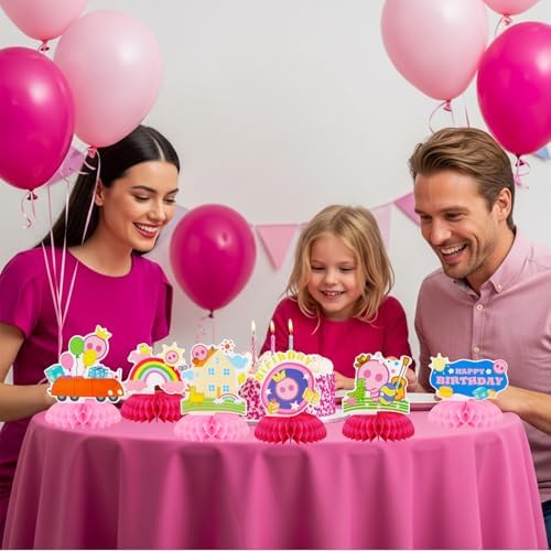 TONIFUL Happy Birthday Pink Themed Pig Table Honeycomb Centerpieces