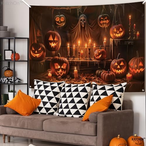 KatchOn Spooky Halloween Backdrop 72x44 Inch | Halloween Party Decorations