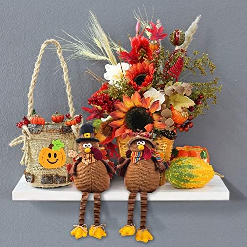 Ogrmar 2 Pack Stuffed Turkey Couple Doll Thanksgiving Table Decoration