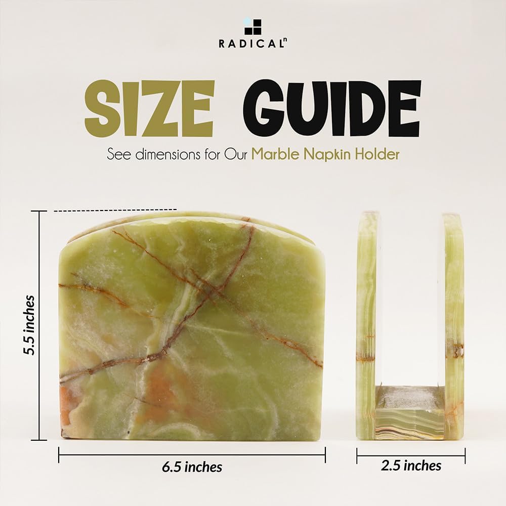 Marble Napkin Holder 5.5" Onyx Handmade Simple Modern Home & Kitchen Napkins Paper Holder / Green