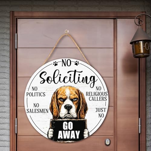 Beagle Dog Gifts No Soliciting Sign for House Front Door, Don't Knock or Ring Doorbell Sign for Dog Lover