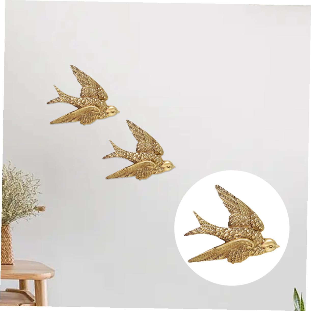 Bird Wall Art Bird Wall Figurine Swallow Wall Sculpture Resin Wall Hanging Decor 3D / Set of 2
