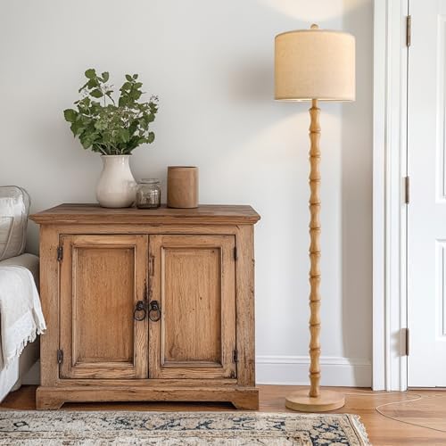 BOBOMOMO 62" Farmhouse Floor Lamp for Living Room, Retro Corner Floor Lamp Rotary Switch, Rustic Standing Lamp for