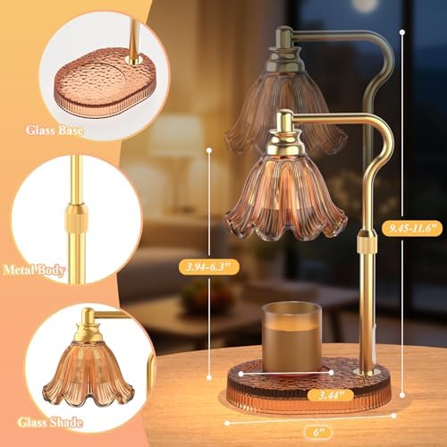 Flower Candle Warmer Lamp with Timer & 4-Level Dimmer, Adjustable Height