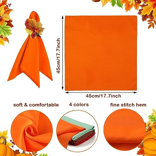 EBoot 16 Pcs Fall Thanksgiving Napkin Ring Set, Plant, Plastic