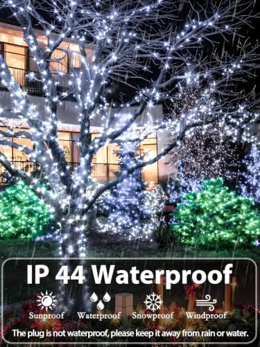 2 Pack Extendable Christmas String Lights Indoor Outdoor 200 LED Cool White