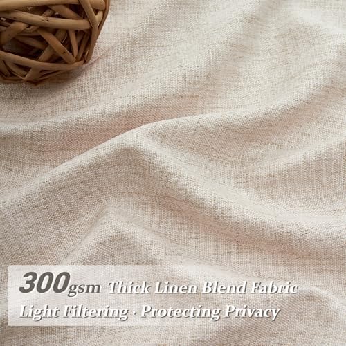 Pinch Pleat Linen Sheer Curtains 90 Inches Long for Living Room, Elegant Boho Thick Burlap Pleated Memory Trained Viral