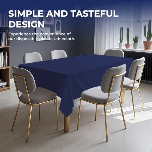 6 Pack Premium Disposable Plastic Tablecloth 54" x 108" Party Table Cloths Disposable for 6 to 8 Foot Tables Indoor or Outdoor Parties Birthdays Weddings Christmas Anniversary Buffet Table (Blue)