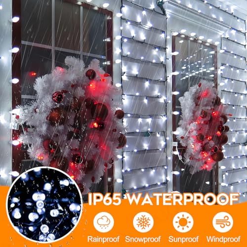 33FT Christmas Decorative Mini Lights, 100 LED Green Wire Fairy Starry String Lights Plug in, Timer & Memory & 8 Modes, for Indoor Outdoor Xmas Tree Wedding Party Decoration, Cool White