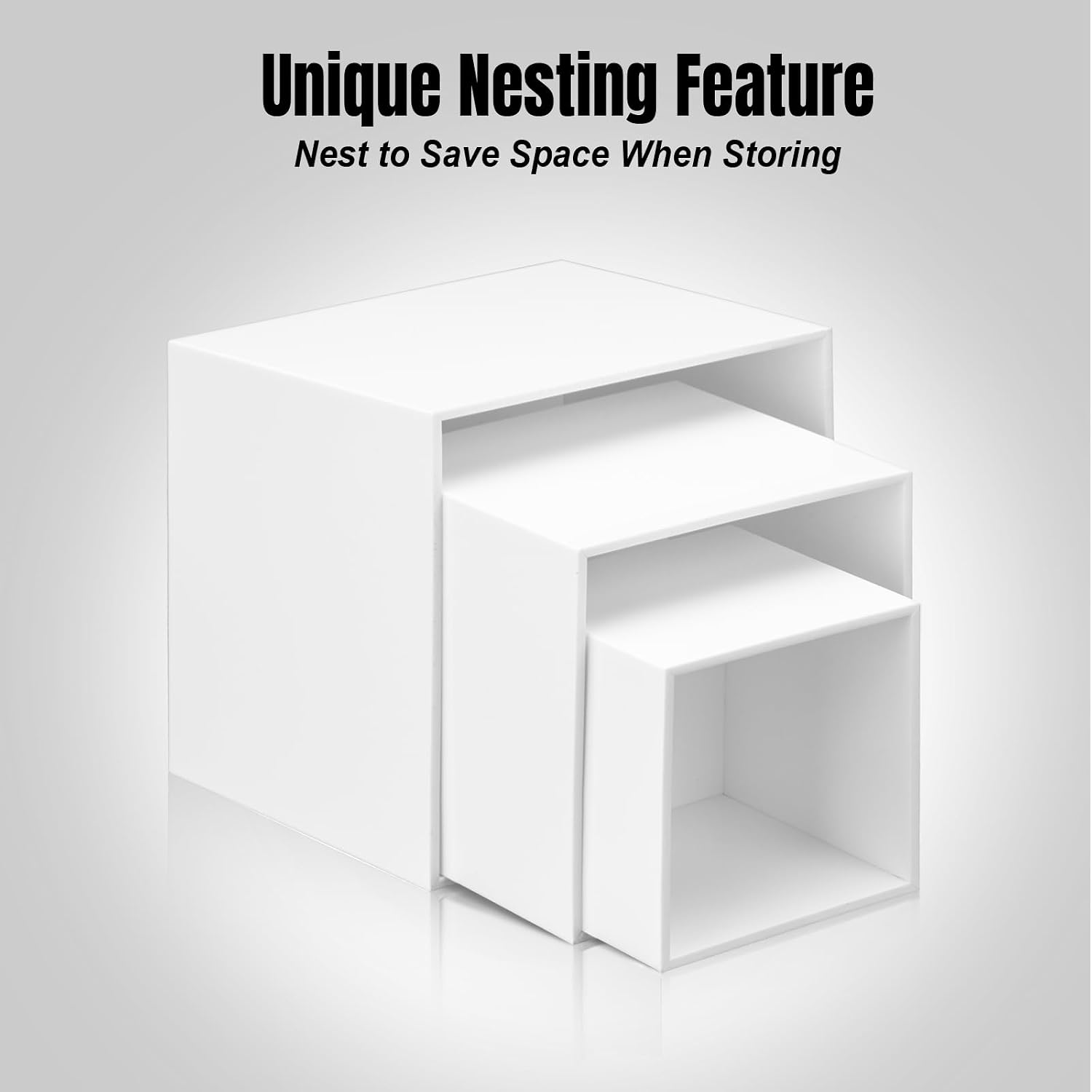 Clisela Acrylic Cube Display Stands Box Risers / White / Set of 3