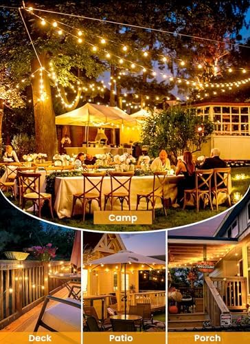 Brightown Outdoor String Lights, 109FT G40 LED IP65 Waterproof Patio Lights
