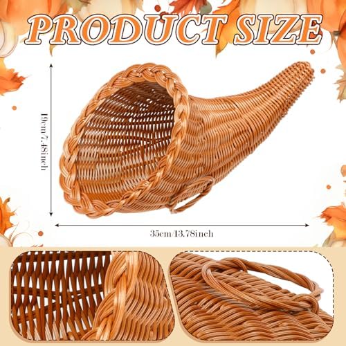 Fall Cornucopia Basket Fall Table Centerpieces 13.78'', Classic