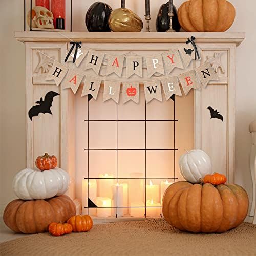 Mandala Crafts Burlap Happy Halloween Banners Garland Rustic Decorations