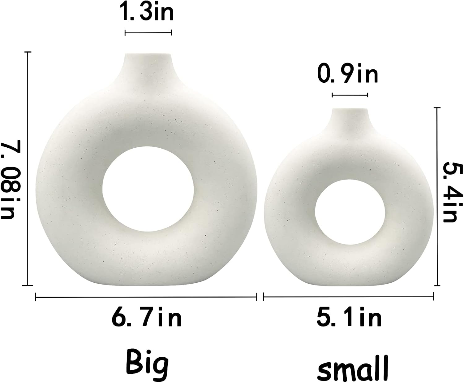 Modern Vases / Ceramic Vases / White / Small + Big / Set of 2