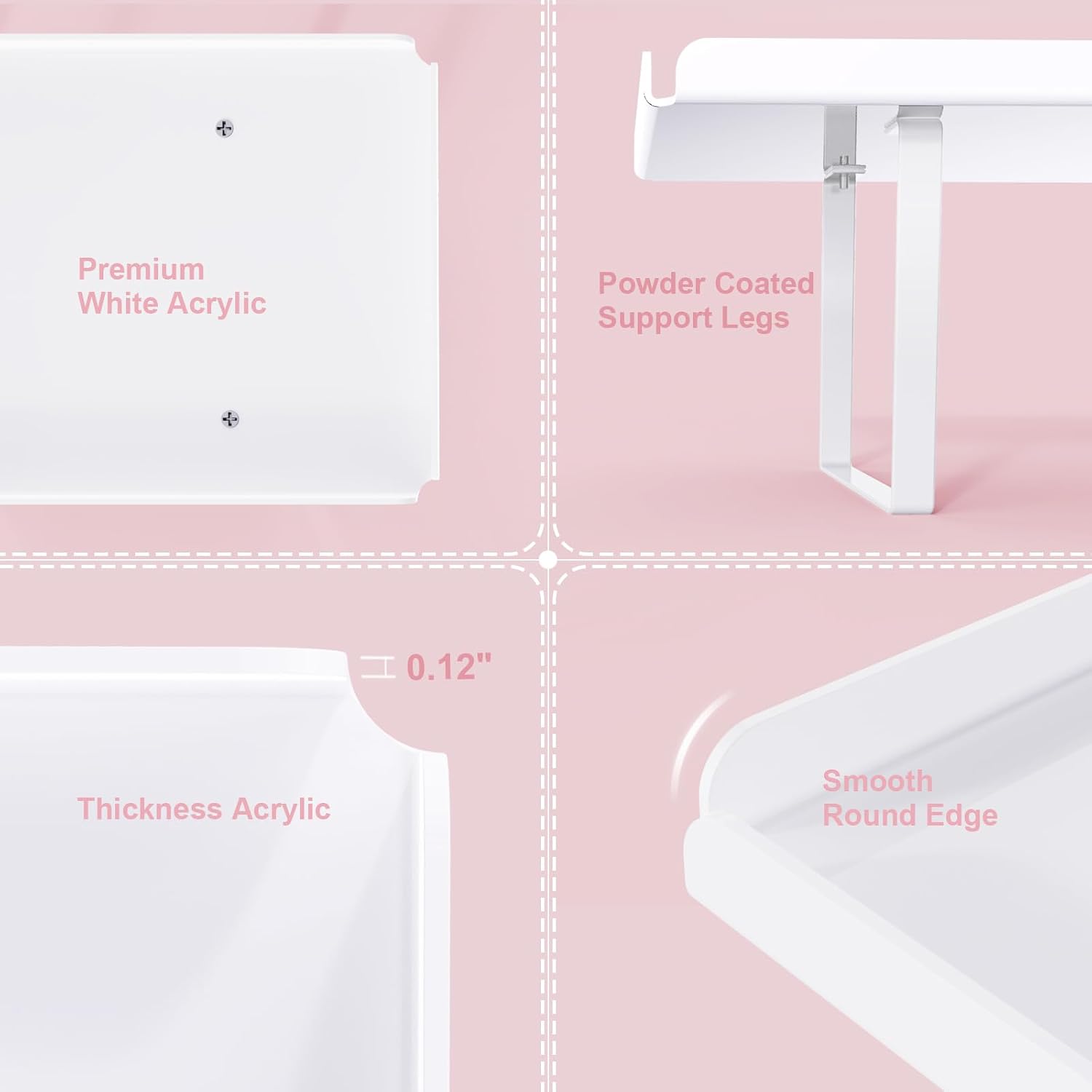 Bakzon 3 Pieces Cupcake Stand Holder, White Acrylic Dessert Table Display Set with Iron Support Legs for Birthday Candy