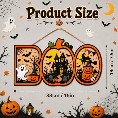 Halloween Decorations - Halloween Wooden Boo Sign for Front Door