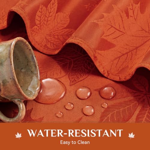 Softalker Fall Jacquard Round Tablecloth, 70 Inch Burnt Orange