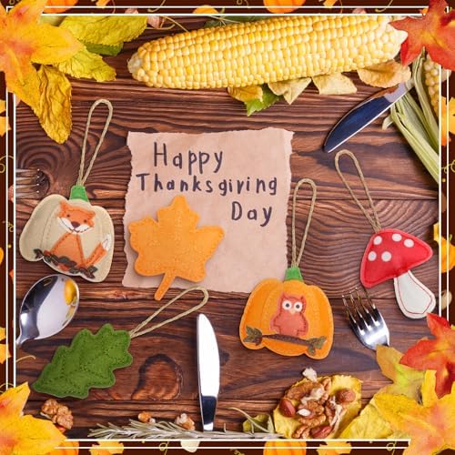 Smoothnovelty 12 Pcs Fall Felt Ornaments Thanksgiving 3D Hanging Tree Decor