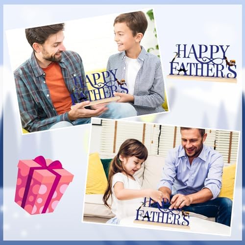 Metal Happy Father's Day Sign Decorations for Home Party Shelf Mantel