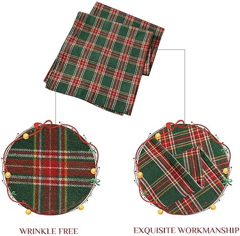 Softalker Christmas Checkered Tartan Table Runner, Green, 13 x 36 Inch