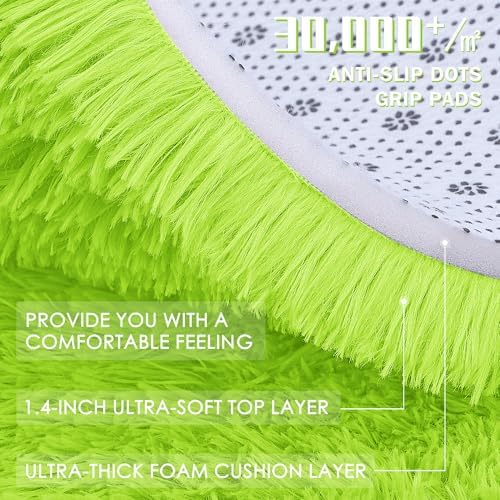OLANLY Lime Green Round Rugs for Bedroom - Machine Washable, 2 ft Circle Area Rugs for Living Room, Soft and Fluffy