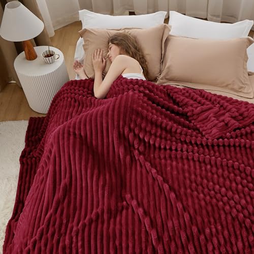 Bedsure Soft King Size Blankets for Bed Deep Red 108"x90"