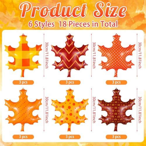 12 Pcs Fall Inflatable Leaf Classroom Decor Thanksgiving Large Maple Leaf