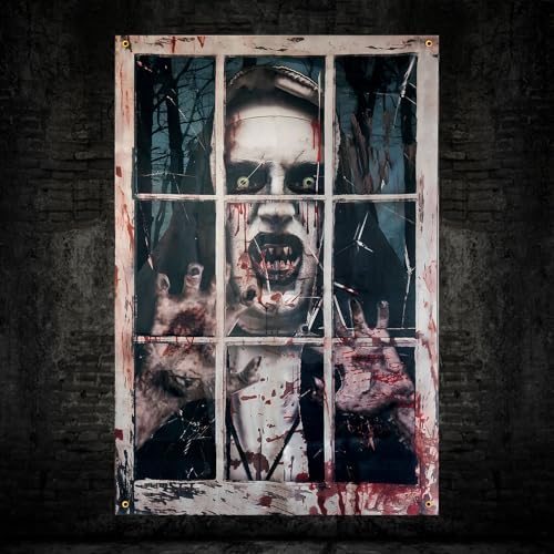 Halloween Window Decorations Scary Vampire Decor, 32" x 47"
