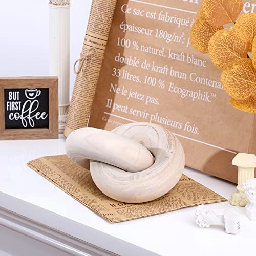 2 Link Chain Link Decor Coffee Table Wooden Knot Decor Hand Carved Modern Farmhouse Ornament / Wood
