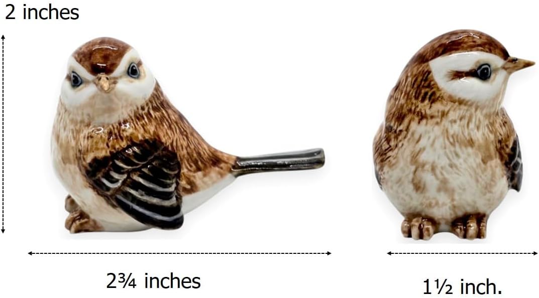 Tiny 2¾" Sitting Look Left Eurasian Sparrow Bird Figurine / Sparrow 2 Sit Look Left / Brown