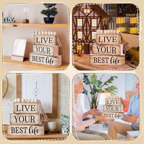 Moucuny 4 Pcs Farmhouse Table Decoration Inspirational Tiered Tray Decor
