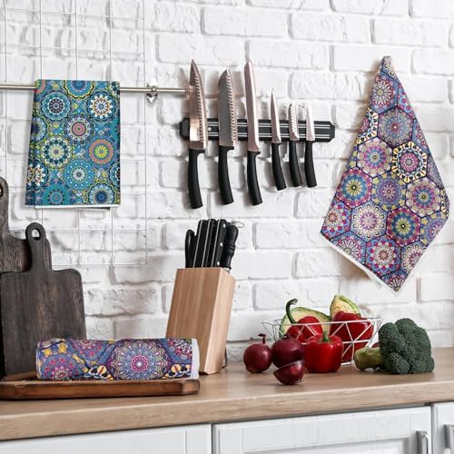 Redbaker 6 Pcs Boho Kitchen Towels, Mandala Absorbent Dish Towels