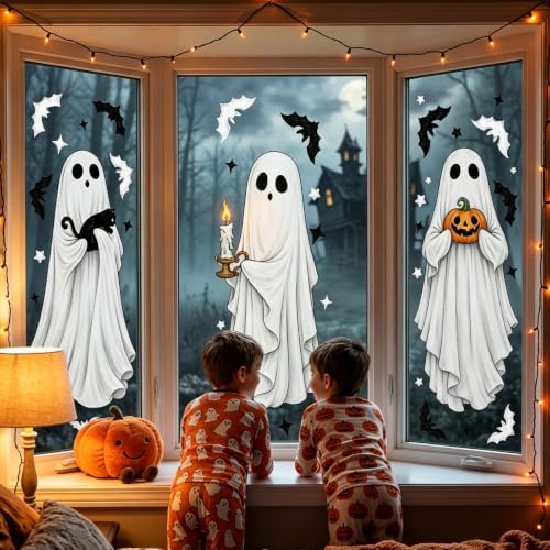 DIYASY Large Halloween Ghost Window Clings, Double-Sided Window Stickers