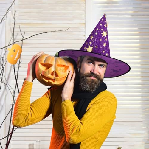 Newcotte 16 Pieces Witch Hats Halloween Costumes for Women Men Modern Witch Hats Fancy Dress Party Decorations